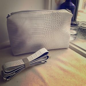 White Faux Crocodile Bag with Removable Strap